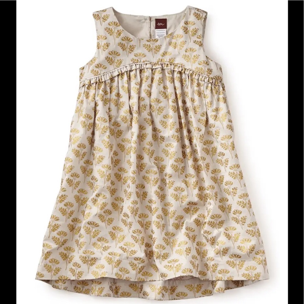 Tea Collection Cream and Gold Kids Dress
